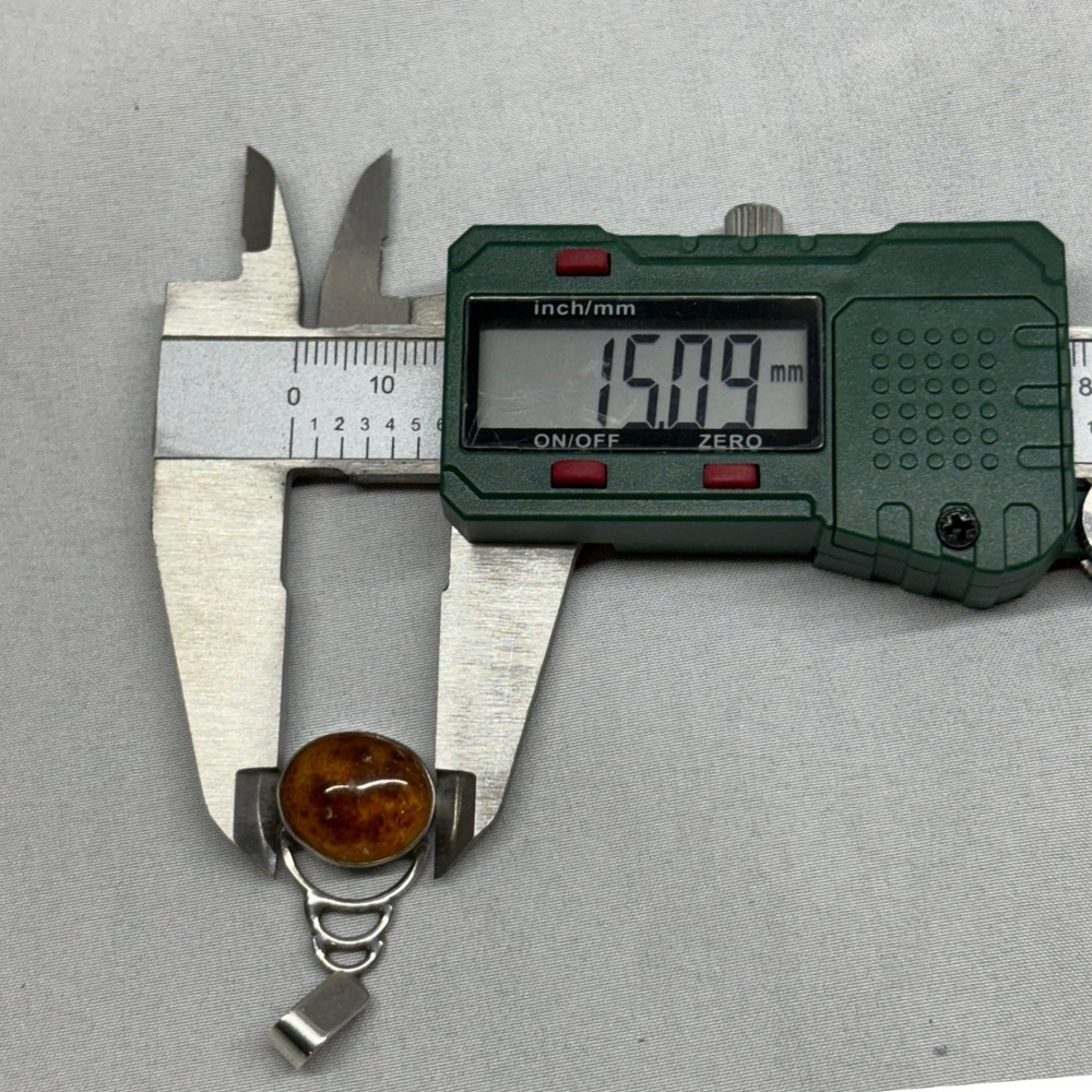Unbranded Amber Pendant Unisex OS Orange Fair 925 Sterling Silver Geometric - Picture 8 of 9